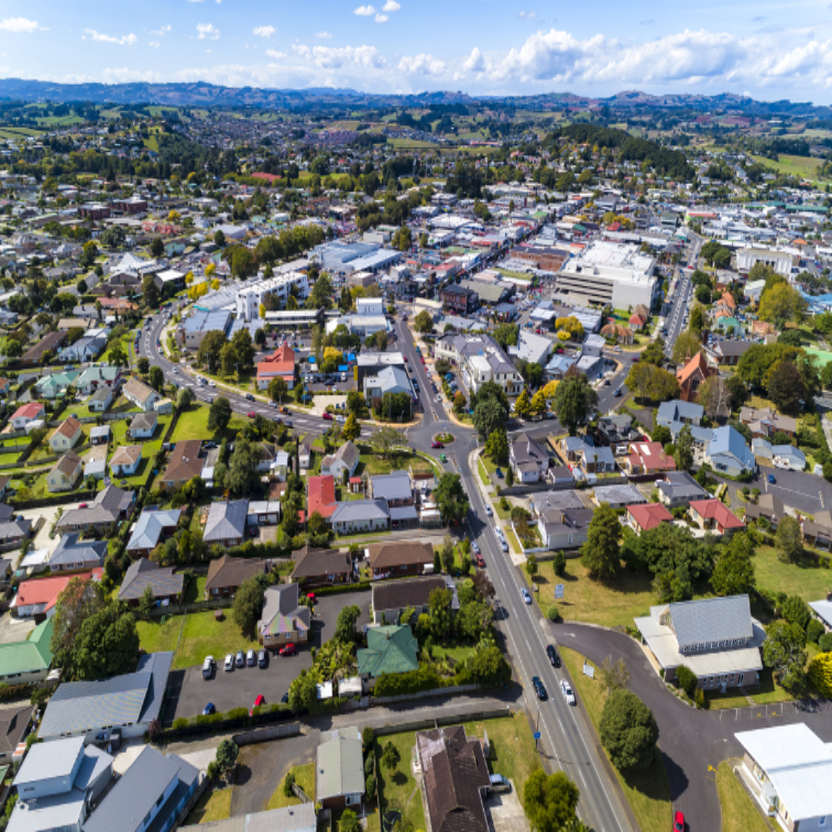 Top down view of the pukekohe region in New Zealand                 