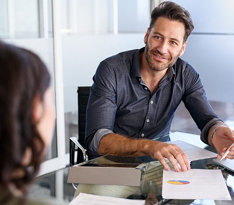 financial advisor giving advice to a client